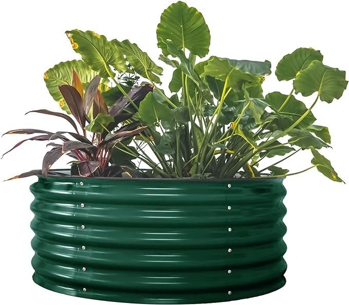 3.5*1.4Ft Sturdy Round Galvanized Steel Garden Beds For Outdoor Gardening