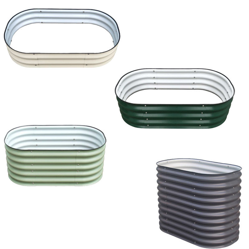 Oval Galvanizli Yükseltilmiş Bahçe Yatağı Kit Bahçe Yükseltilmiş Bitki Kutusu 3.4×2×0.66 Ft Metal Yükseltilmiş Bahçe Yatakları Sebze için