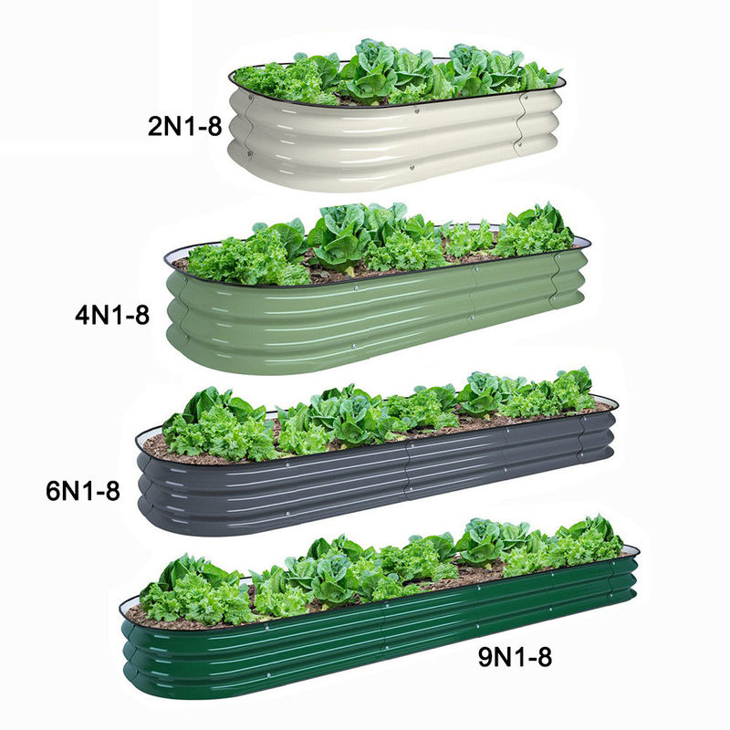 Oval Galvanizli Yükseltilmiş Bahçe Yatağı Kit Bahçe Yükseltilmiş Bitki Kutusu 3.4×2×0.66 Ft Metal Yükseltilmiş Bahçe Yatakları Sebze için