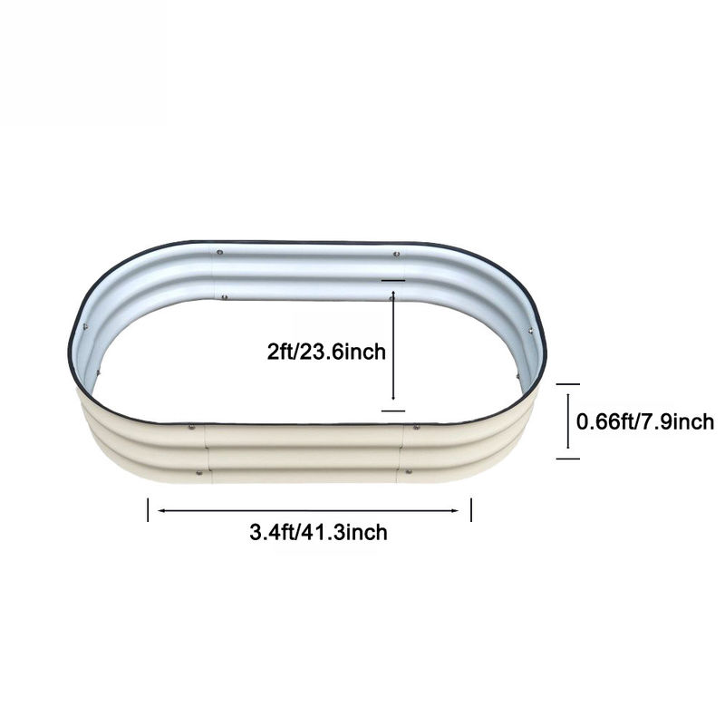 3.4×2×0.66 Ft Galvanize Yükseltilmiş Bahçe Yatakları Dışarıdaki Çiçek Ekicisi Büyük Metal Toprak Üstünde Kutular Bahçecilik için Kit