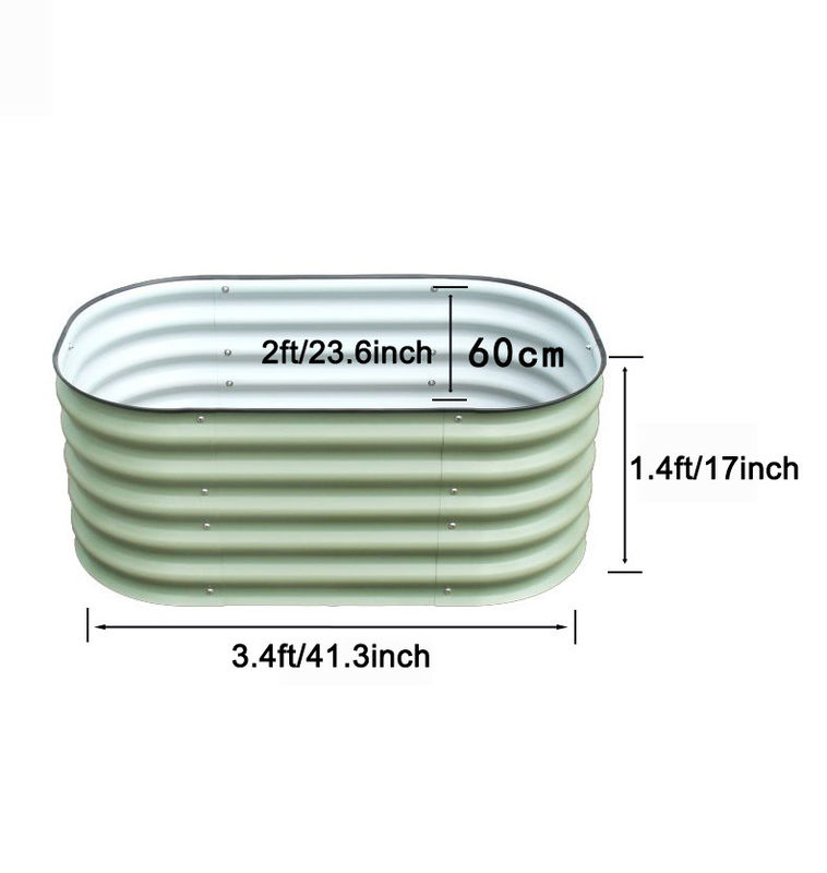Yükseltilmiş Bahçe Yatakları 3.4*2*1.4 Ft Dışarıda Galvanize Bahçe Bitkisi Kutusu Sebze Meyve Çiçek Ot (Açık Yeşil)