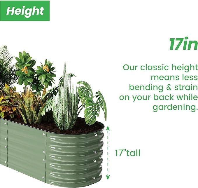 Yükseltilmiş Bahçe Yatakları 3.4*2*1.4 Ft Dışarıda Galvanize Bahçe Bitkisi Kutusu Sebze Meyve Çiçek Ot (Açık Yeşil)