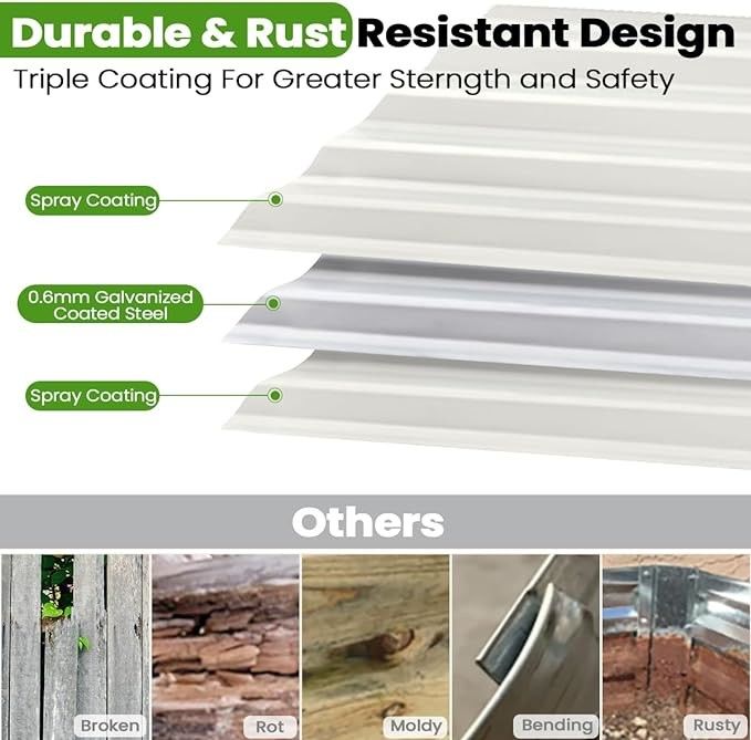 Galvanizli Yükseltilmiş Bahçe Yatağı Kit Dış Bahçe Yükseltilmiş Bitki Kutusu 3.4*2*2.66 ft Metal Yükseltilmiş Bahçe Yatakları Sebze için