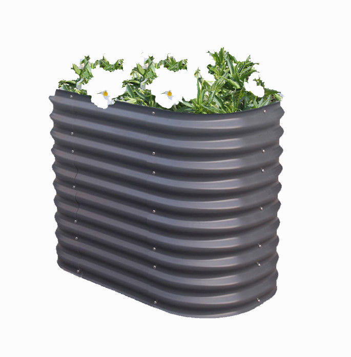 3.4*2*1.4 Ft Koyu Gri Galvanize Bahçe Kutuları Sebzeler İçin Oval Tasarım