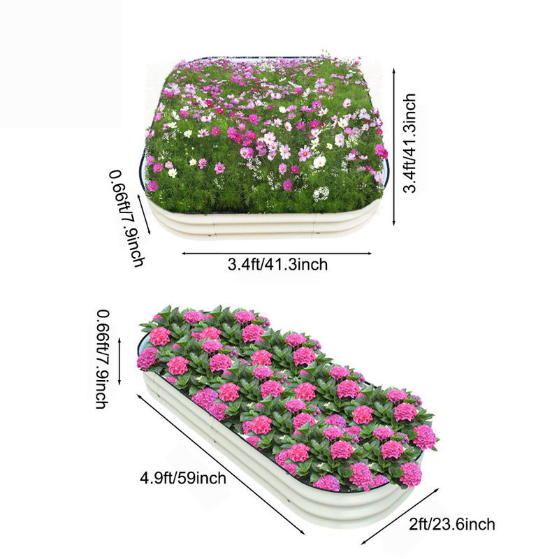 Galvanize Yükseltilmiş Bahçe Yatakları Dışarıda 4.9*2*0.66 ft Bahçecilik Sebzeler Meta Bahçe Kutusu