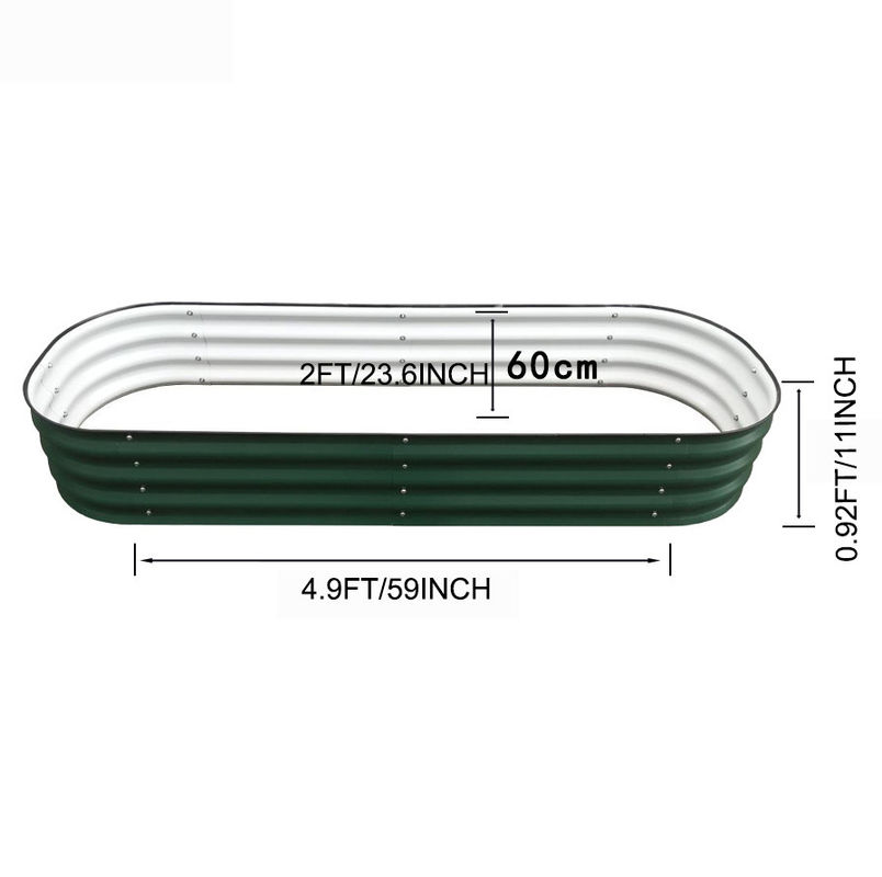 Galvanizli Yükseltilmiş Bahçe Yatağı 4.9*2*0.92 Ft Galvanizli Yükseltilmiş Bahçe Yatakları Dışarıda Bahçecilik için Koyu yeşil sebzeler