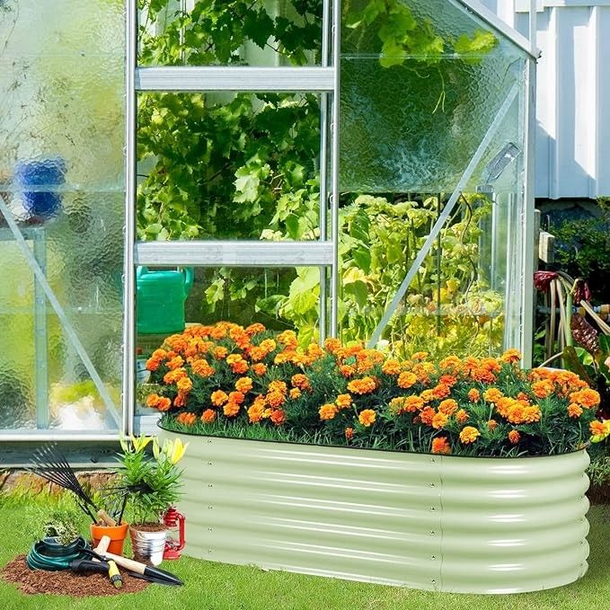 4.9*2*1.4 Ft Galvanized Garden Raised Bed Plant Box 0.6mm Thick 17 Inch Tall Perfect For Planting A Variety Of Flower
