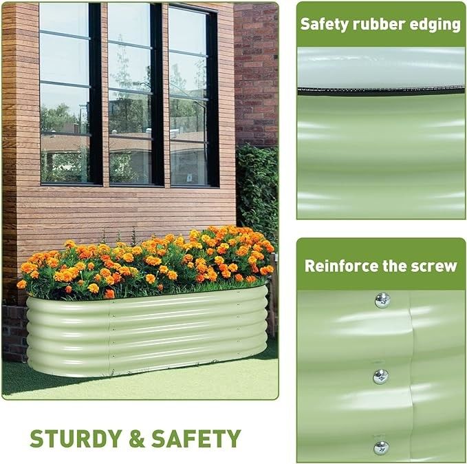 4.9*2*1.4 Ft Galvanized Garden Raised Bed Plant Box 0.6mm Thick 17 Inch Tall Perfect For Planting A Variety Of Flower