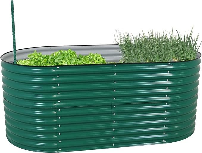 4.9*2*2.66 Ft Galvanizli Yükseltilmiş Bahçe Yatak Kütesi Oval Çelik Yükseltilmiş Bahçe Ekicileri Dışarıdaki Sebze Çiçek Otları