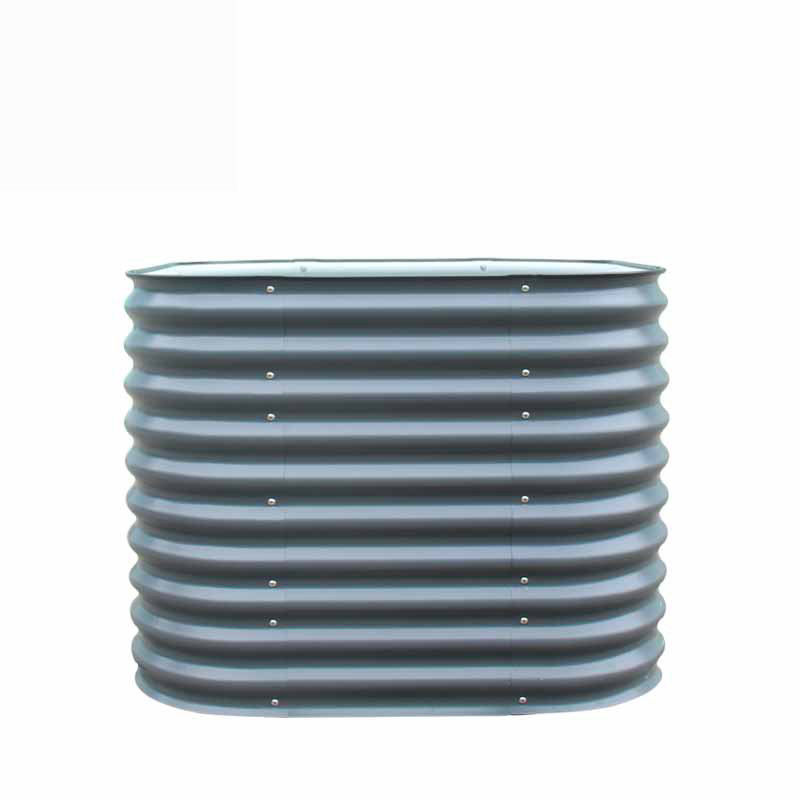 Oval Dış Bahçe Yükseltilmiş Bitki Kutusu Metal galvanizli yükseltilmiş yatak kitleri 3.4*3.4*2.66 Ft