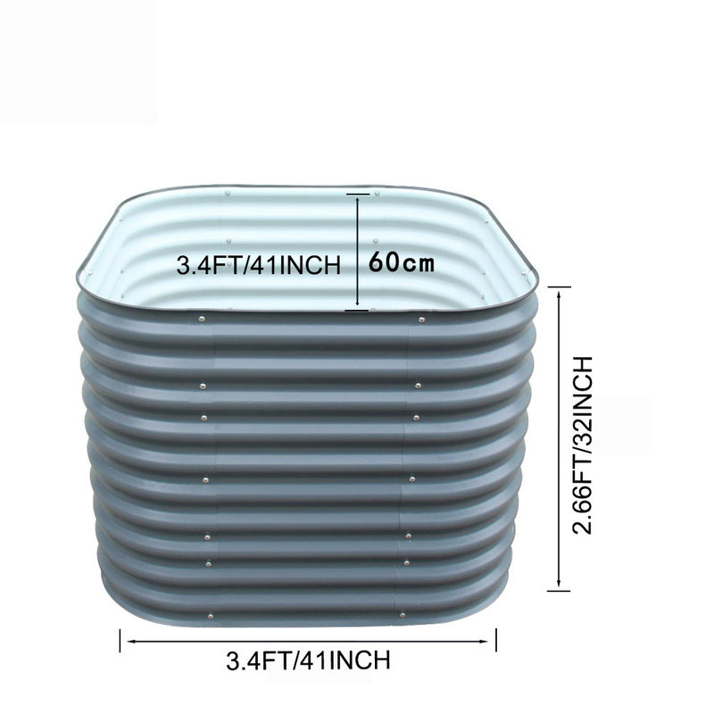 Oval Dış Bahçe Yükseltilmiş Bitki Kutusu Metal galvanizli yükseltilmiş yatak kitleri 3.4*3.4*2.66 Ft