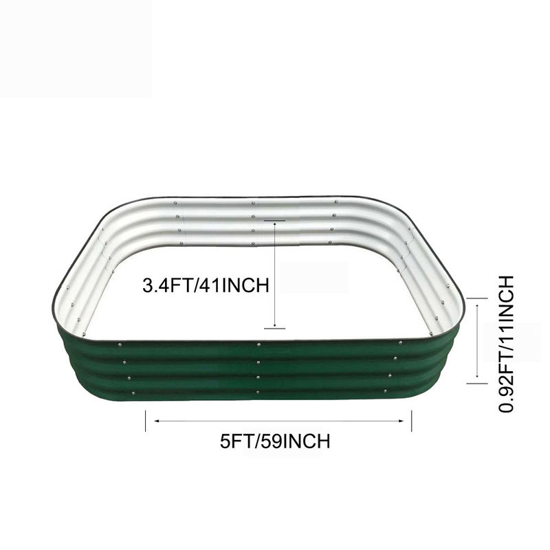 5*3.4*0.92 ft Galvanizli Yükseltilmiş Bahçe Yatakları, Güvenlik Kenarlı Dış Aralık Bitkileri İçin Montajı Kolay Koyu Yeşil