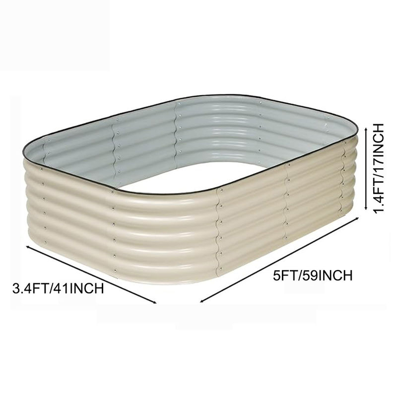 5x3.4ftx17 ′′Yüksek Galvanize Yükseltilmiş Bahçe Yatakları Dışarıya Oval Metal Bitkiyatçı Sebze Çiçekler Bitki Ekmek için Kutu