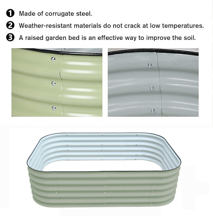Yükseltilmiş Bahçe Yatağı Kits 5x3.4x1.4Ft Dışarı Metal Çiçek Yatakları Paslanmaz Çelik Bahçe Bitkileri Ekmek İçin Patio Toprak Ekicisi
