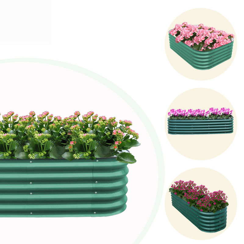 Modern Stil 6.4*2*1.4 Ft Galvanizli Yükseltilmiş Bahçe Yatak Kütesi Kolay Montaj Sebze Ekimi Açık Hava