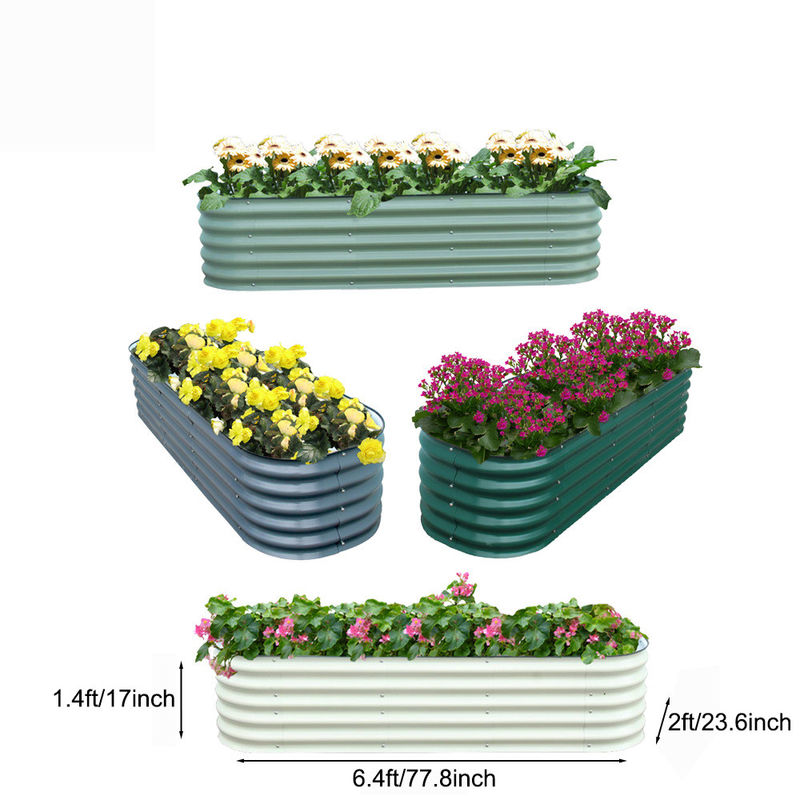 Modern Stil 6.4*2*1.4 Ft Galvanizli Yükseltilmiş Bahçe Yatak Kütesi Kolay Montaj Sebze Ekimi Açık Hava