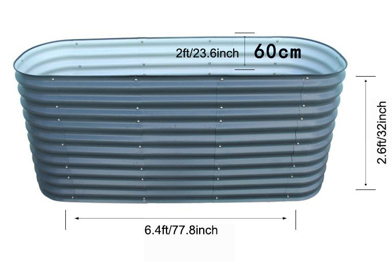 Galvanizli Yükseltilmiş Bahçe Yatakları Dışarıda 6.4*2*2.6 Ft Bahçeci Yükseltilmiş Yataklar Bahçecilik Büyük Metal Bahçe Kutusu Koyu gri