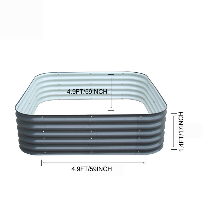 4.9FT(D) X4.9FT(W) X1.4FT(H) Dış mekan Metal Yükseltilmiş Bahçe Yatağı Sebze Çiçekler Otlar