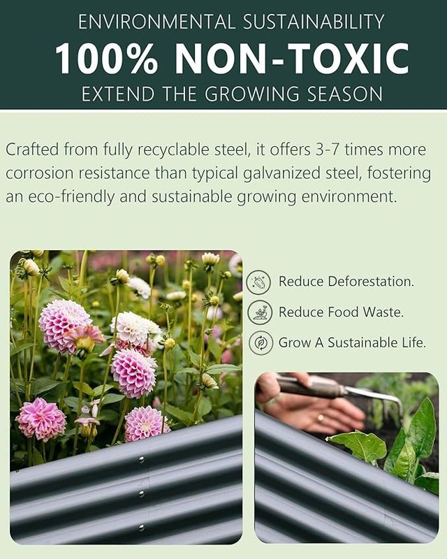 Custom Logo Galvanized Raised Flower Beds For Outdoor Plants With Safety Edging Stock Tanks
