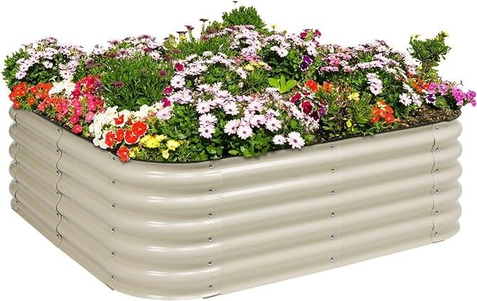 4.9×4.9×1.4 Ft Metal Raised Bed Galvanized Planters For Gardening