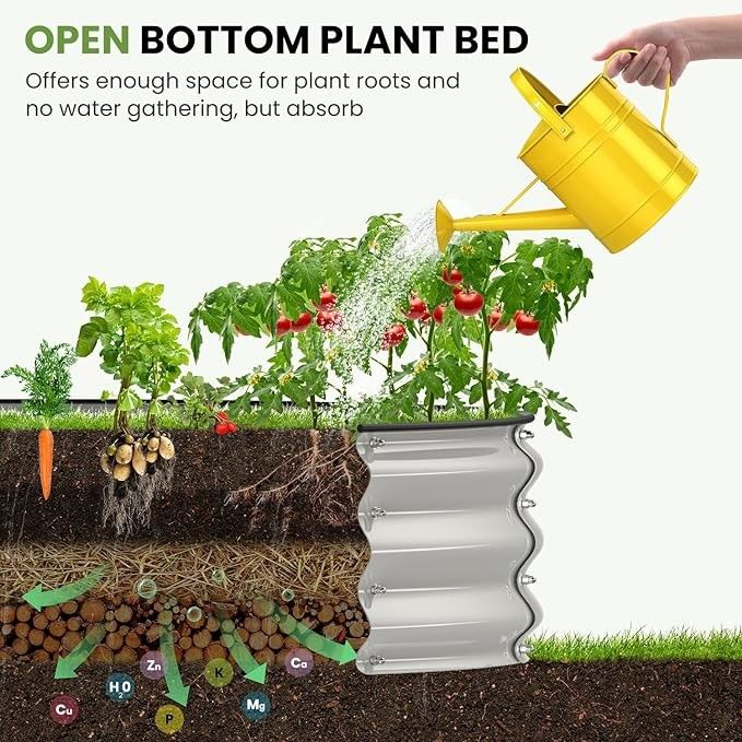7.9*3.4*0.7 FT Galvanized Metal Flower Bed Raised Herb Garden Planter Non Rusting