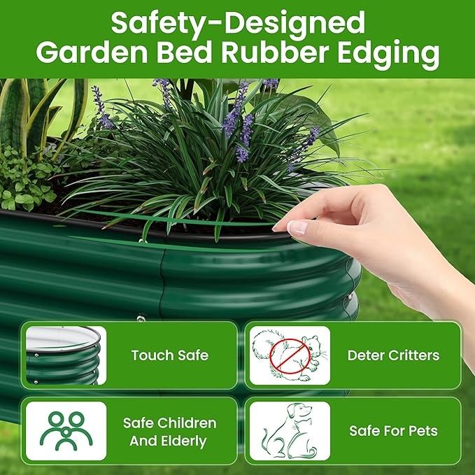 Sturdy Galvanized Steel Raised Garden Planter Bed 9.4*2*0.7 Ft  Easy Assembly