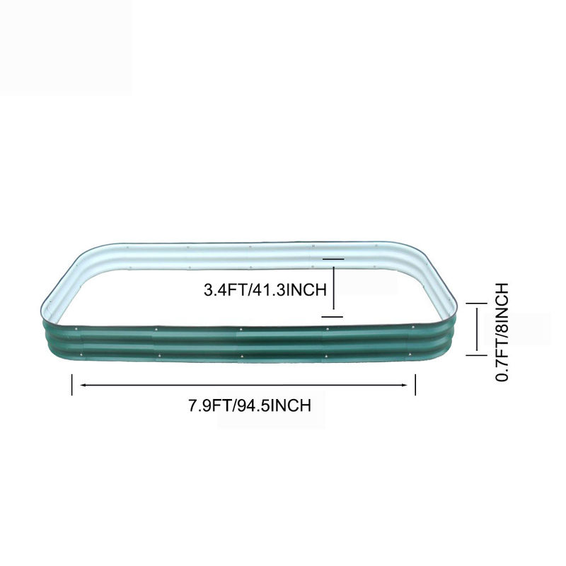 7.9*3.4*0.7 FT Raised Galvanized Steel Garden Beds Heavy Duty Thickening