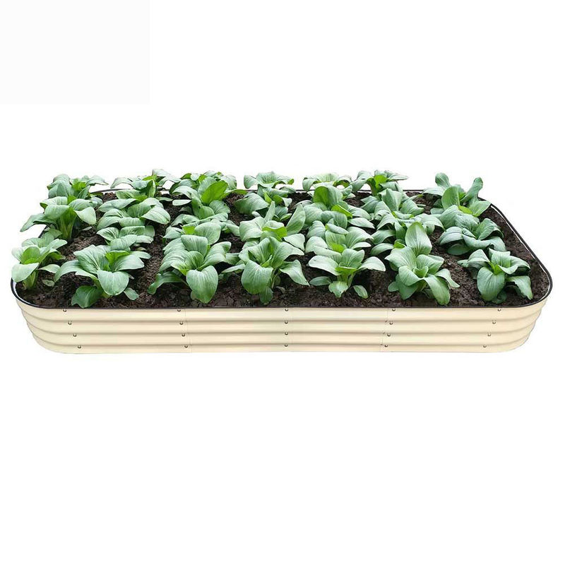 7.9*3.4*0.92 FT Oval Double Layer Galvanized Raised Bed Planters Solid Pattern