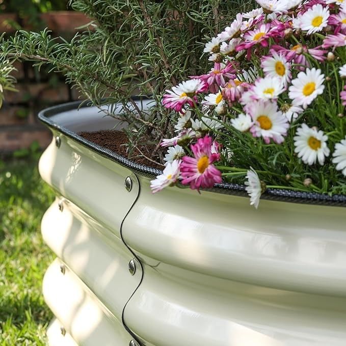 7.9*3.4*0.92 FT Oval Double Layer Galvanized Raised Bed Planters Solid Pattern