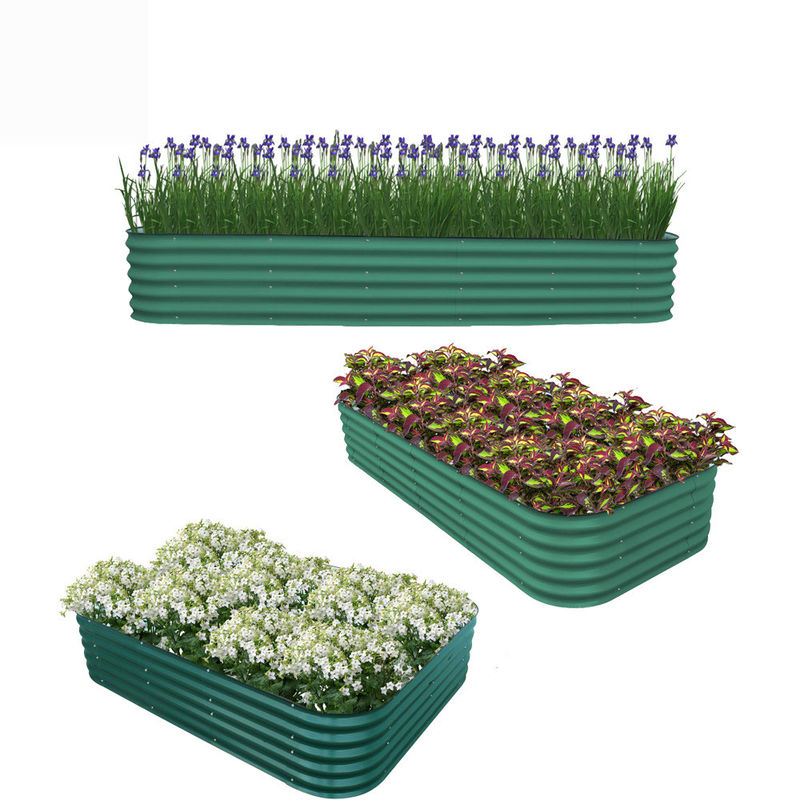 Modern 9.4*2*1.4 Ft Galvanized Steel Raised Garden Planter Stable For Vegetables