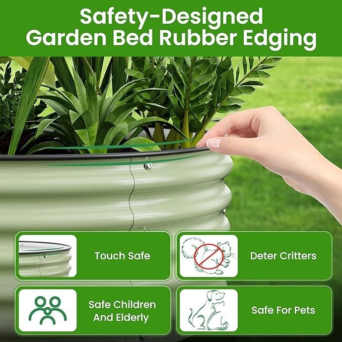Easy To Assemble Galvanized Metal Raised Garden Bed 9.4*2*1.4 Ft Light Green