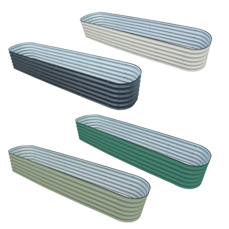 Easy To Assemble Galvanized Metal Raised Garden Bed 9.4*2*1.4 Ft Light Green