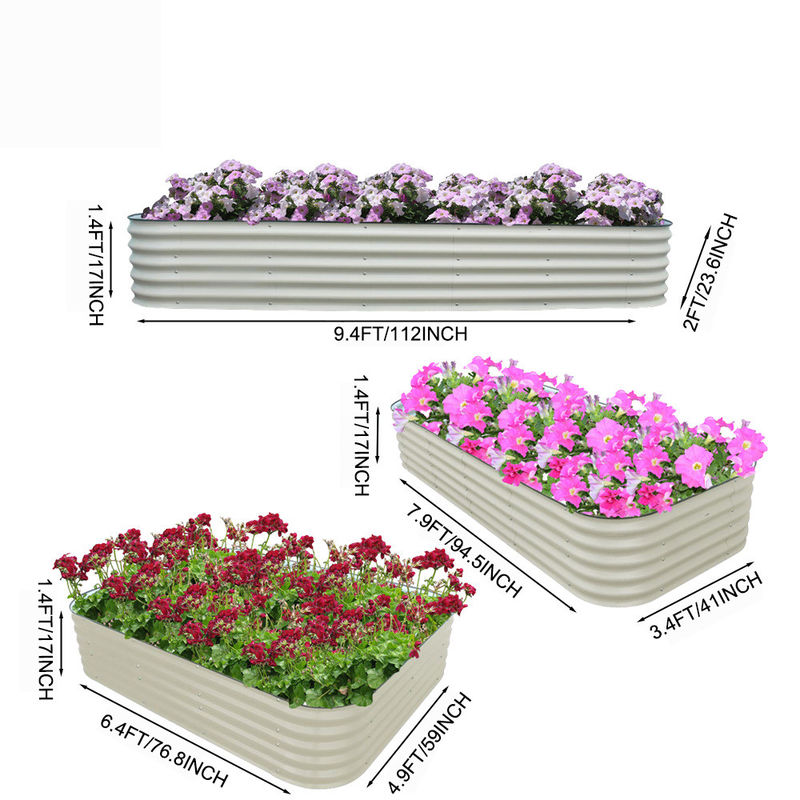 9.4*2*1.4 FT Garden Raised Bed Galvanised Steel Open Base Ruggedized