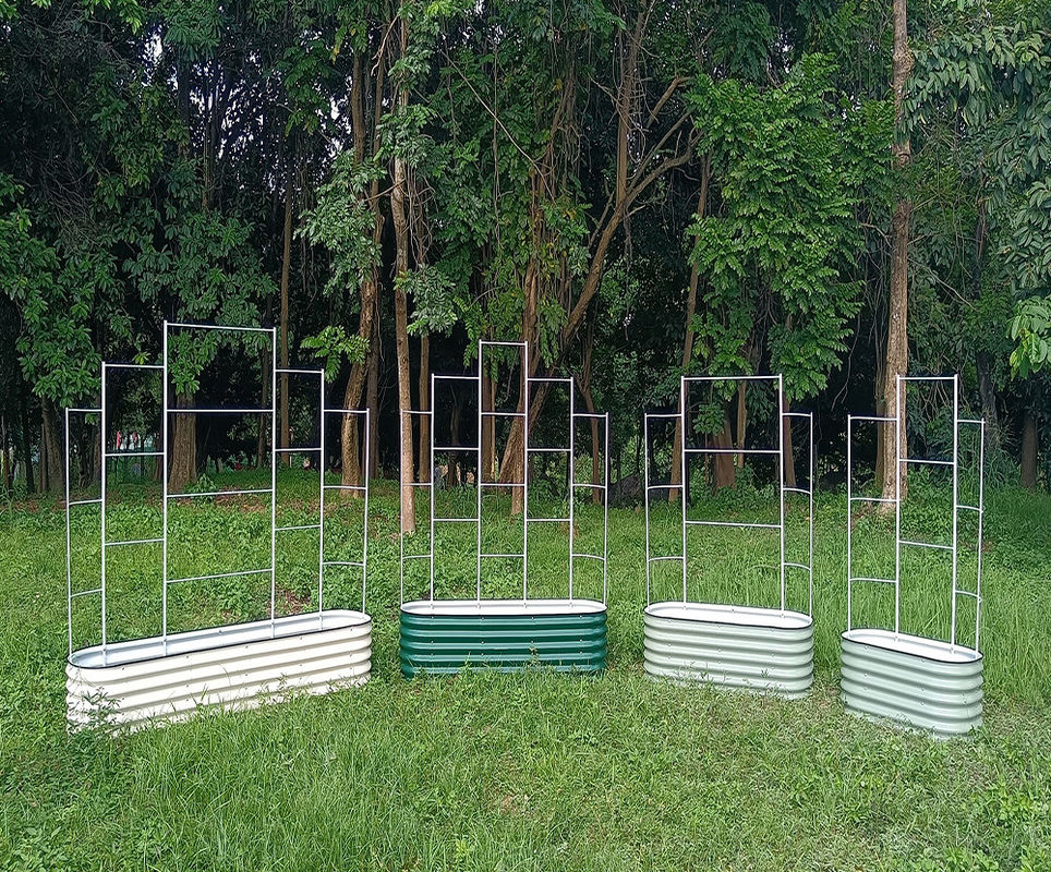 6.5ft*6ft  Cucumber Metal Trellis  For Raised Bed Metal Garden Trellis  Ivory White