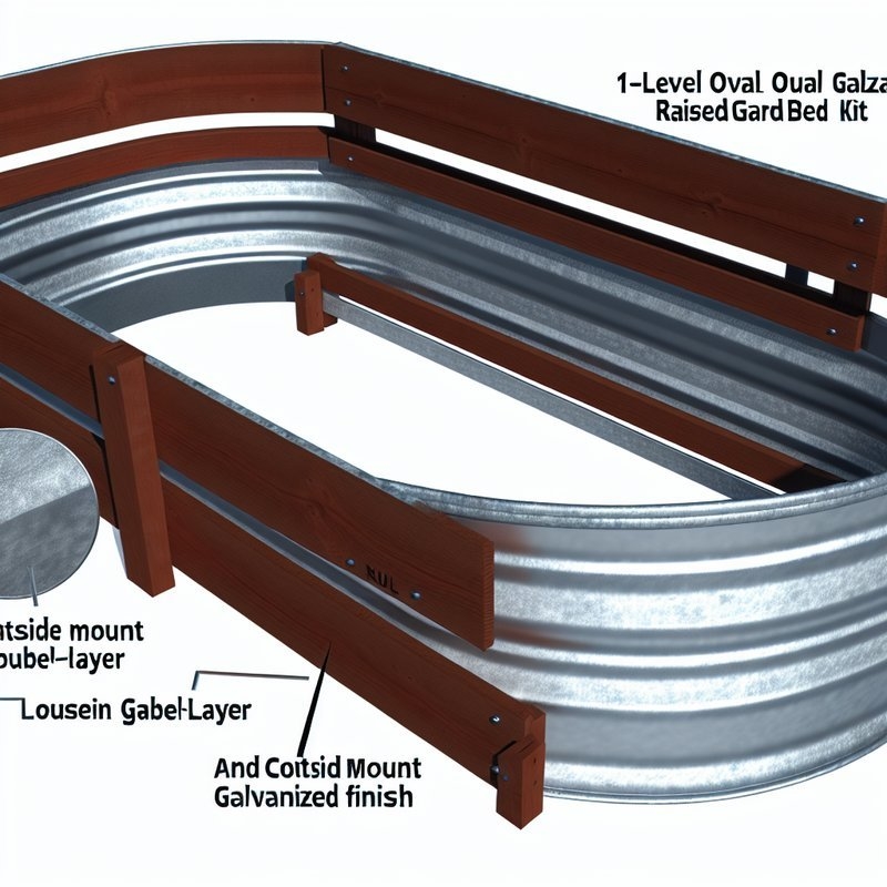 1 Level Oval Galvanized Raised Garden Bed Kit with Outside Mount Double-layer Galvanized Finish