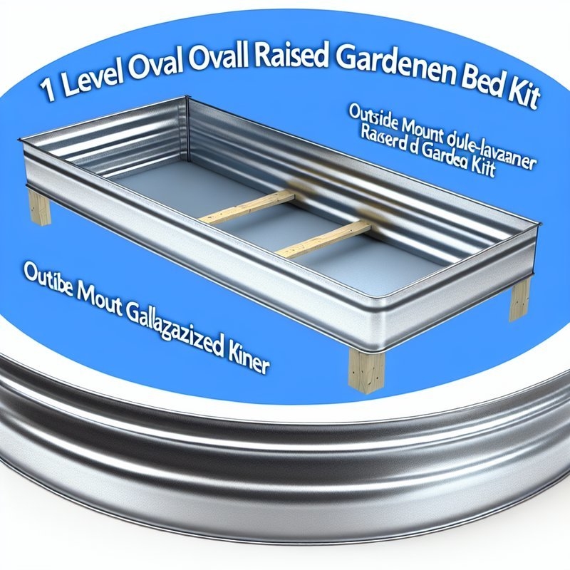 1 Level Oval Galvanized Raised Garden Bed Kit with Outside Mount Double-layer Galvanized Finish