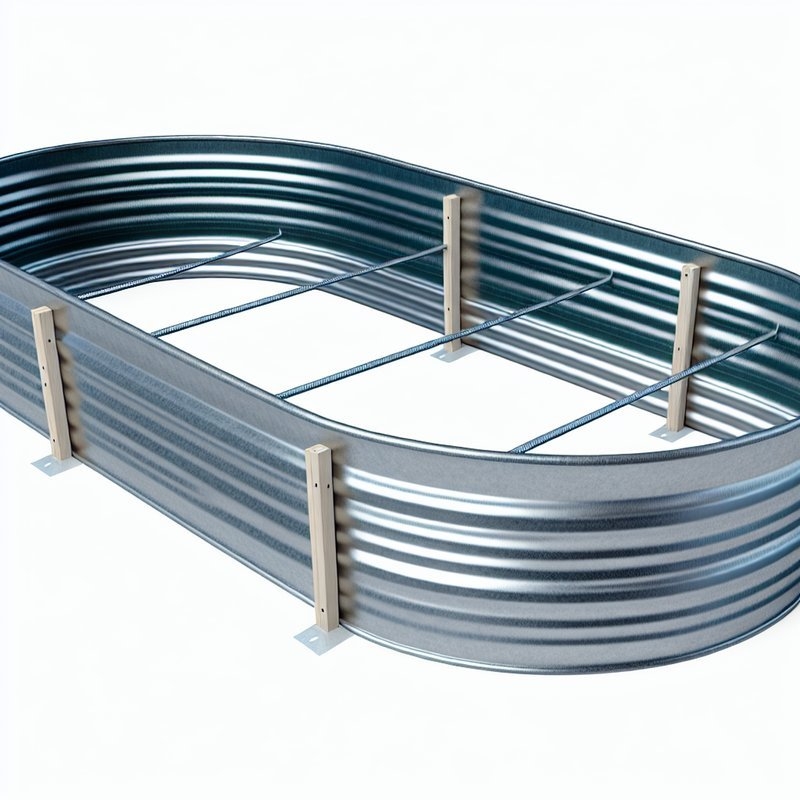 1 Level Oval Galvanized Raised Garden Bed Kit with Outside Mount Double-layer Galvanized Finish