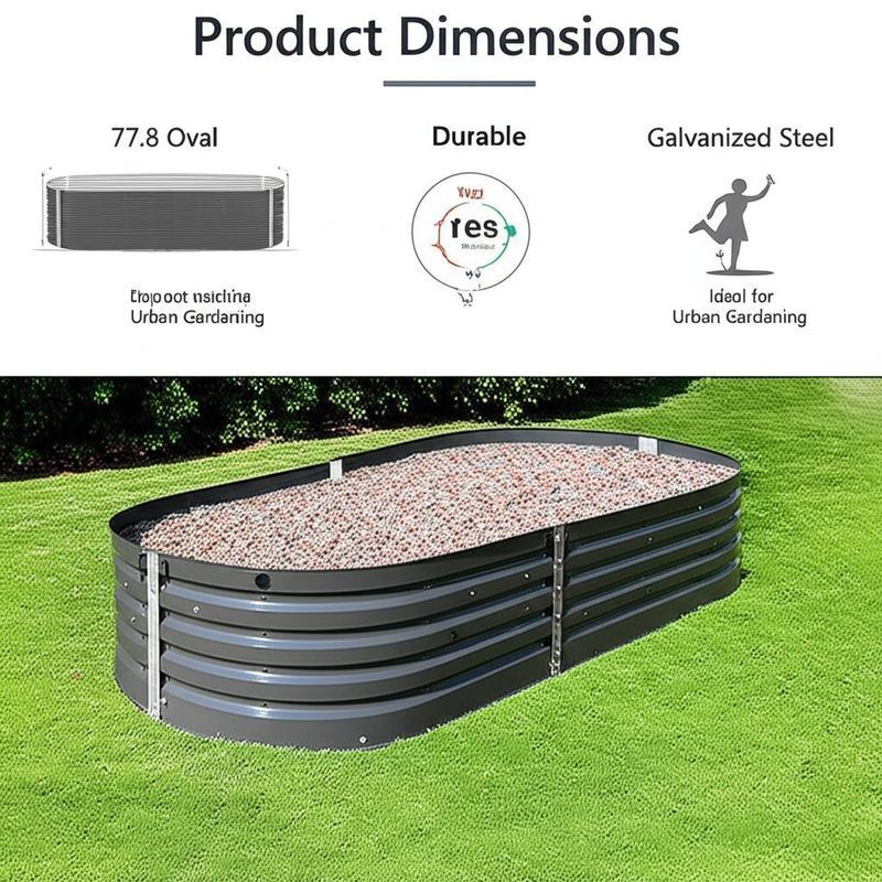 Product Dimensions 77.8 Oval Galvanized Raised Garden Bed Kit Galvanized Steel Durable Yes Ideal for Urban Gardening
