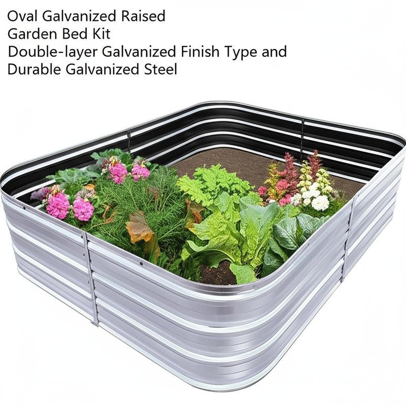 Oval Galvanized Raised Garden Bed Kit Double-layer Galvanized Finish Type and Durable Galvanized Steel